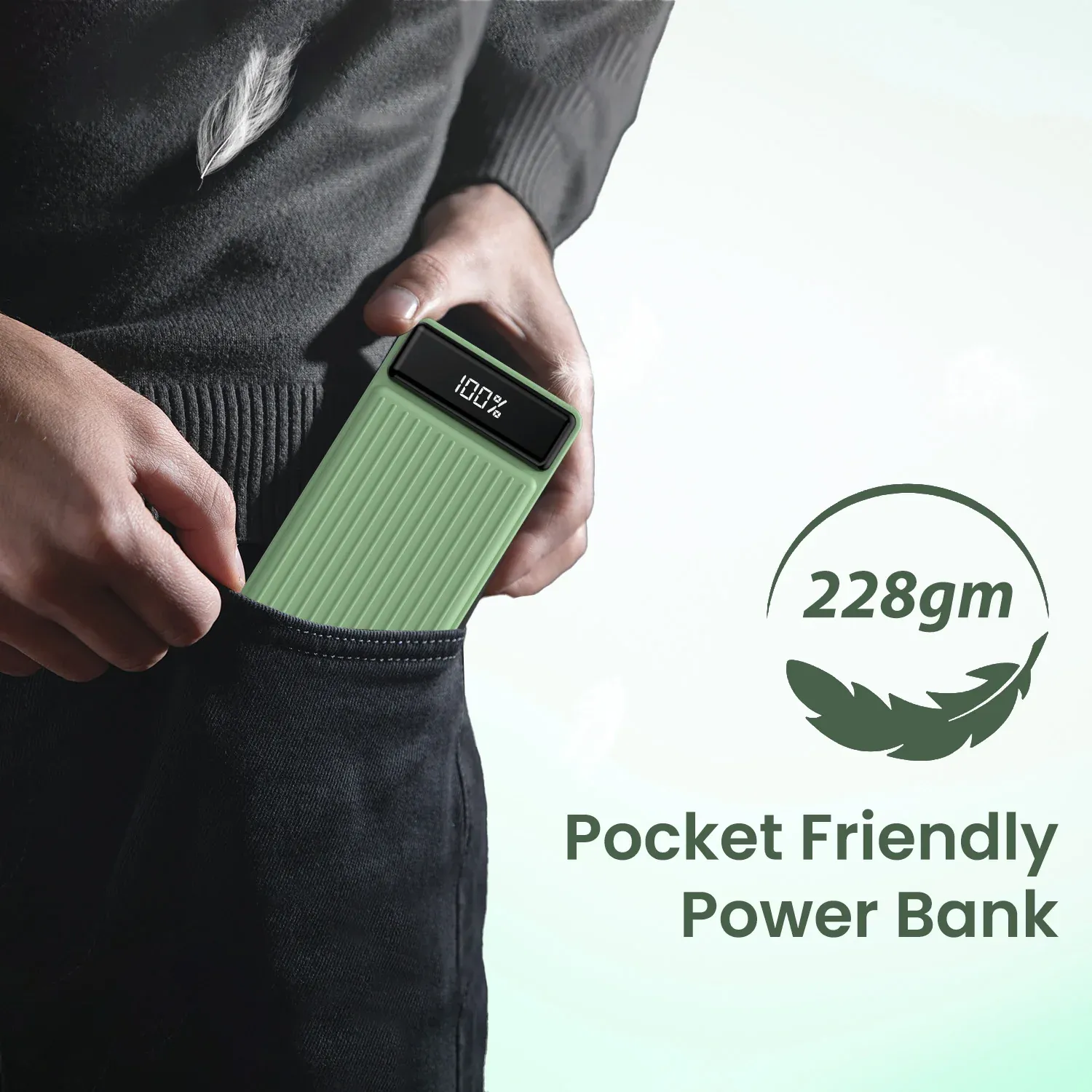Portronics Luxcell B 10K 10000 mAh 22.5W Fast Charging Power Bank (Green) overview 3