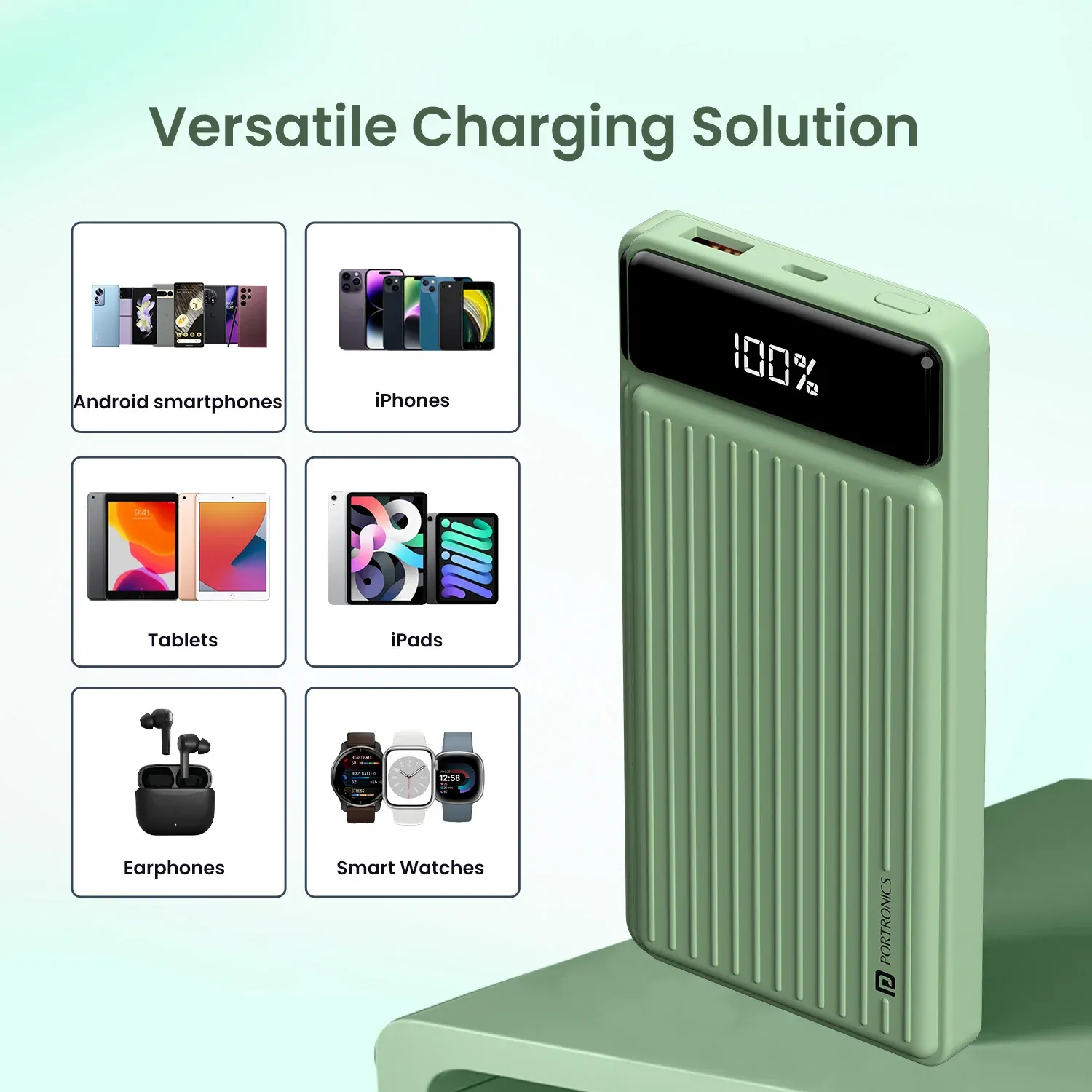 Portronics Luxcell B 10K 10000 mAh 22.5W Fast Charging Power Bank (Green) overview 5