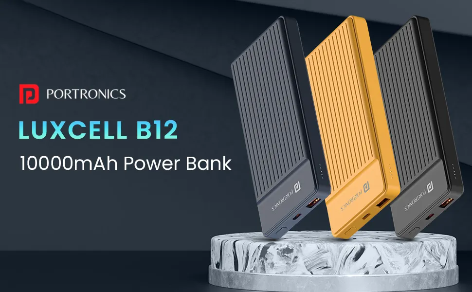 Portronics Luxcell B12 10,000mAh Ultra Slim Power Bank (Dark Blue) overview 1