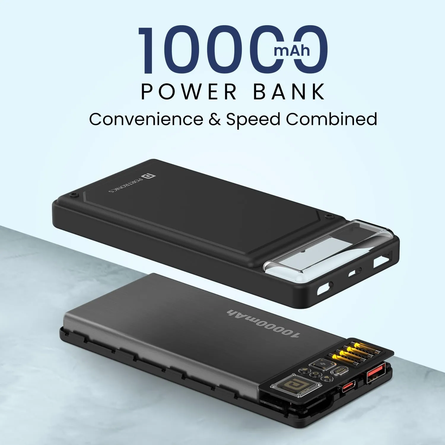 Portronics Luxcell C 10K 10000 mAh 22.5W Fast Charging Power Bank (Black) overview 1