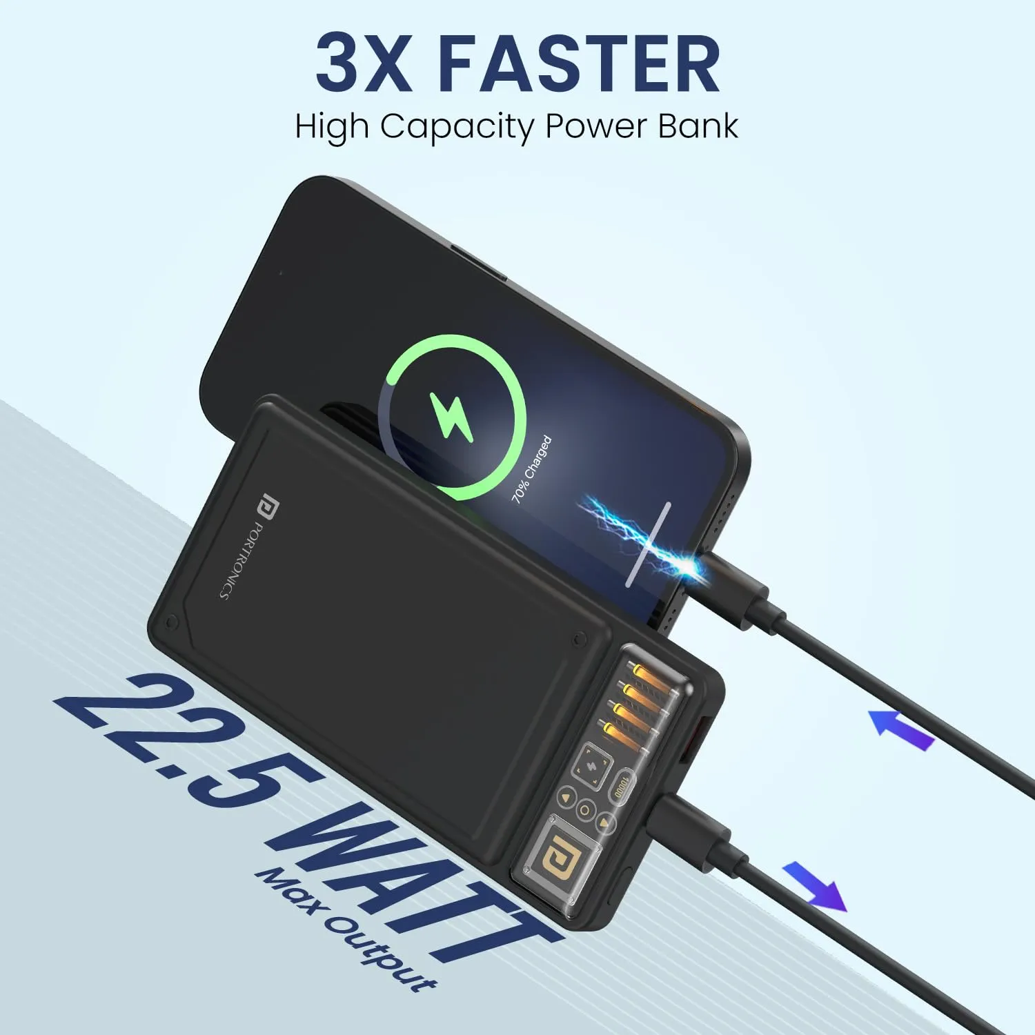 Portronics Luxcell C 10K 10000 mAh 22.5W Fast Charging Power Bank (Black) overview 2