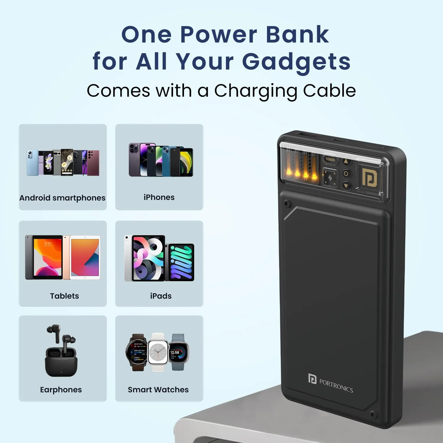 Portronics Luxcell C 10K 10000 mAh 22.5W Fast Charging Power Bank (Black) overview 7