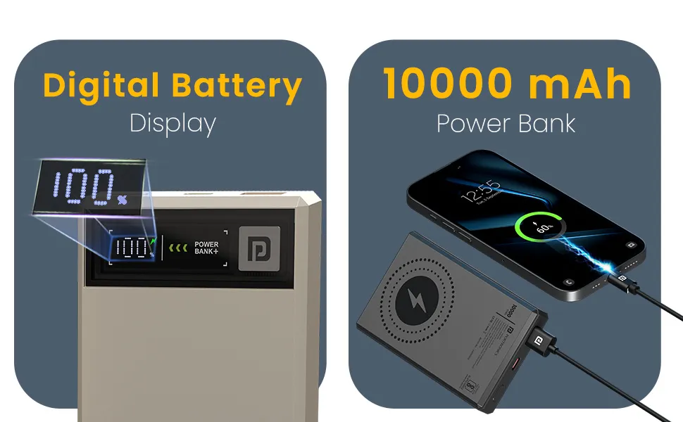 Portronics Luxcell MagClick 10k 10000 mAh 15W Magnetic Wireless Fast Charging Nano Power Bank (Dark Grey) overview 4