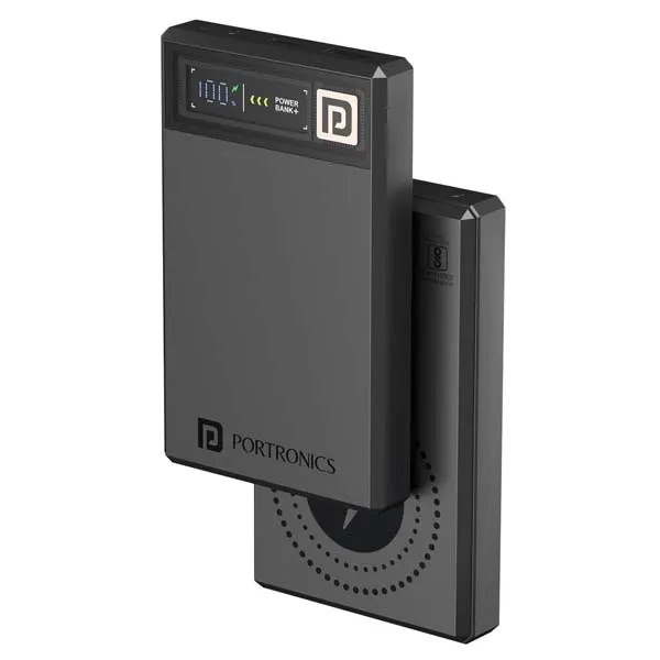 Portronics Luxcell MagClick 10k 10000 mAh 15W Magnetic Wireless Fast Charging Nano Power Bank (Dark Grey)