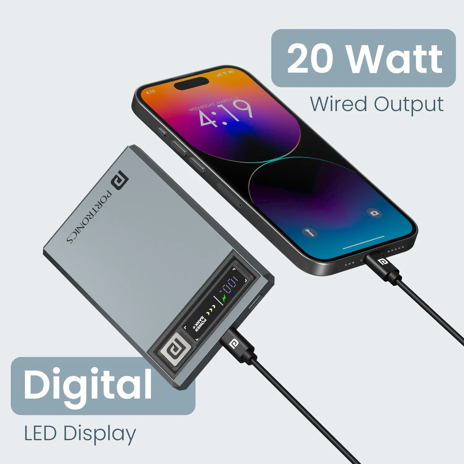 Portronics Luxcell Magclick 5k 5000mAh Slim Magnetic Fast Charging Wireless Powerbank overview 1