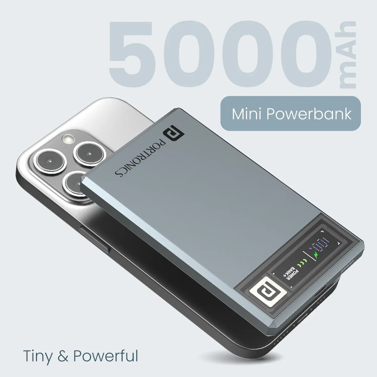 Portronics Luxcell Magclick 5k 5000mAh Slim Magnetic Fast Charging Wireless Powerbank overview 2