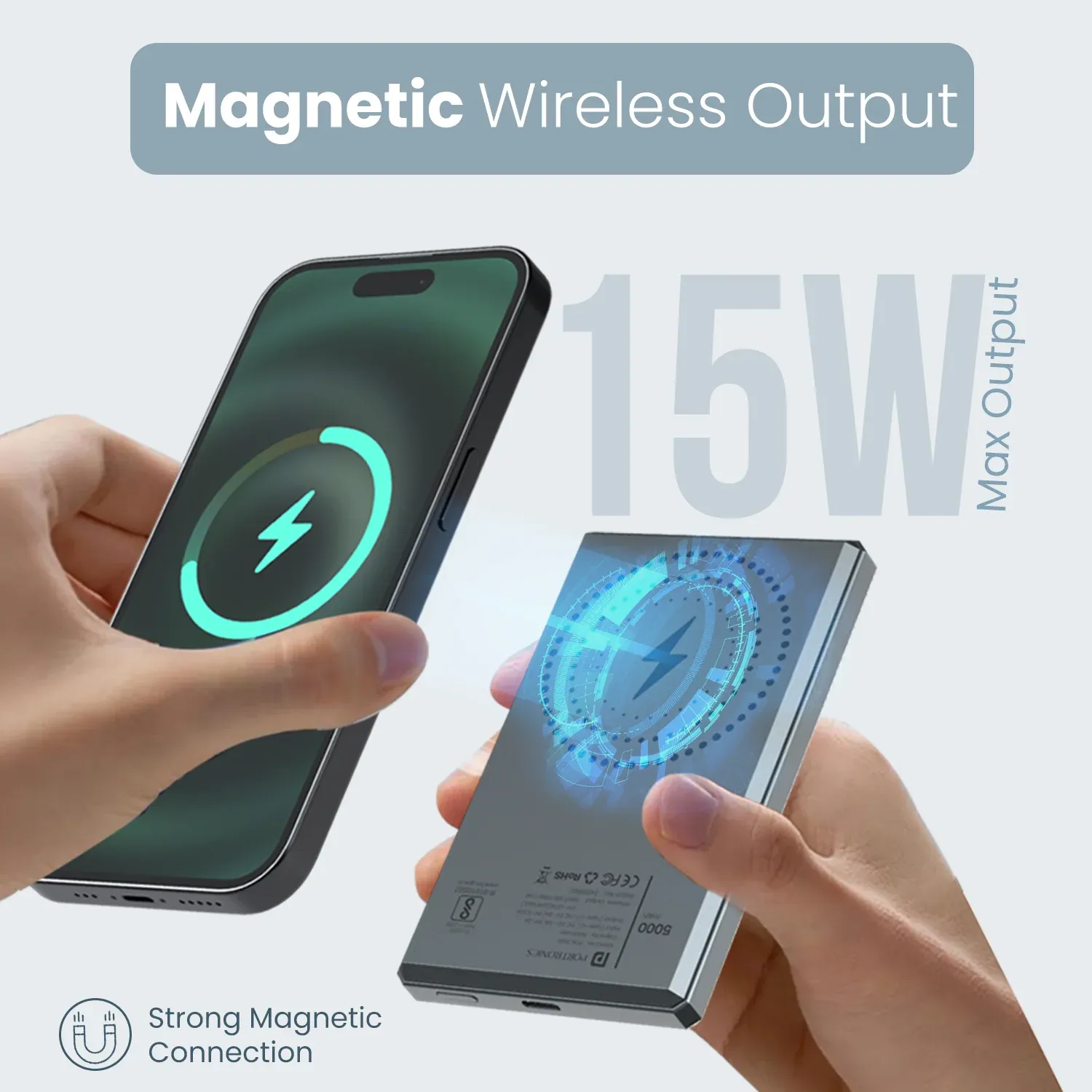 Portronics Luxcell Magclick 5k 5000mAh Slim Magnetic Fast Charging Wireless Powerbank overview 5