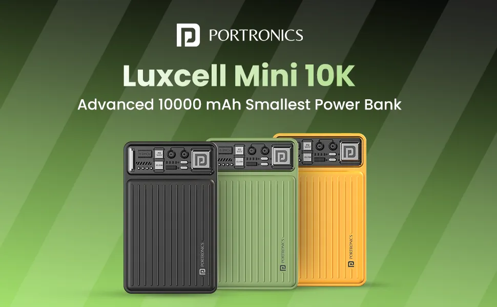 Portronics Luxcell Mini 10K Advanced 10000 mAh Nano Power Bank (Green) overview 1