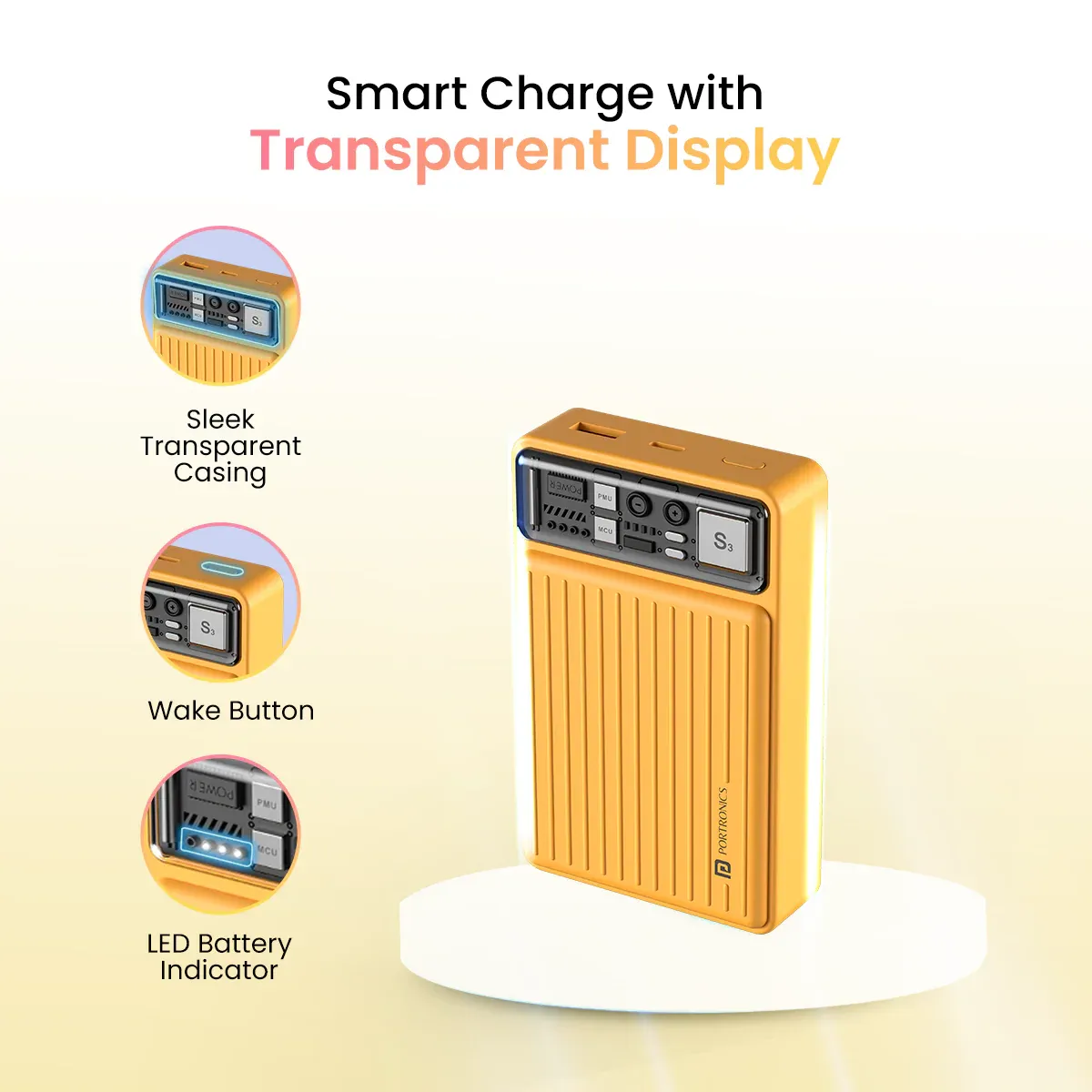 Portronics Luxcell Mini 20K Advanced 20000 mAh Smallest Power Bank (Yellow) overview 3