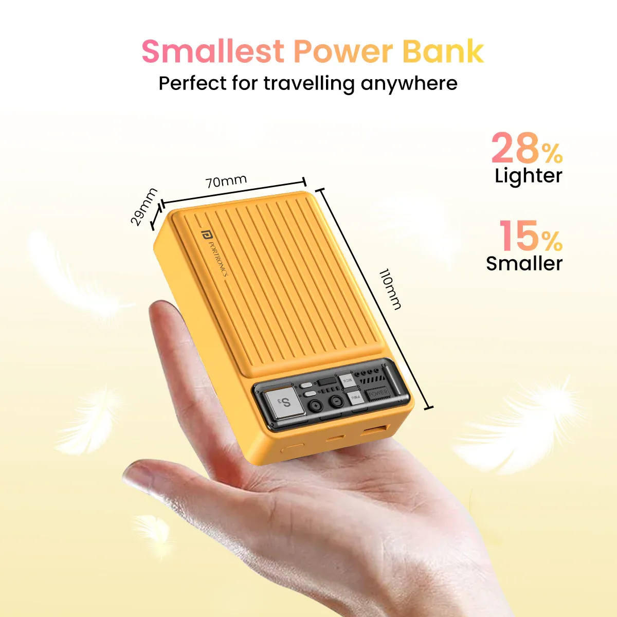 Portronics Luxcell Mini 20K Advanced 20000 mAh Smallest Power Bank (Yellow) overview 6