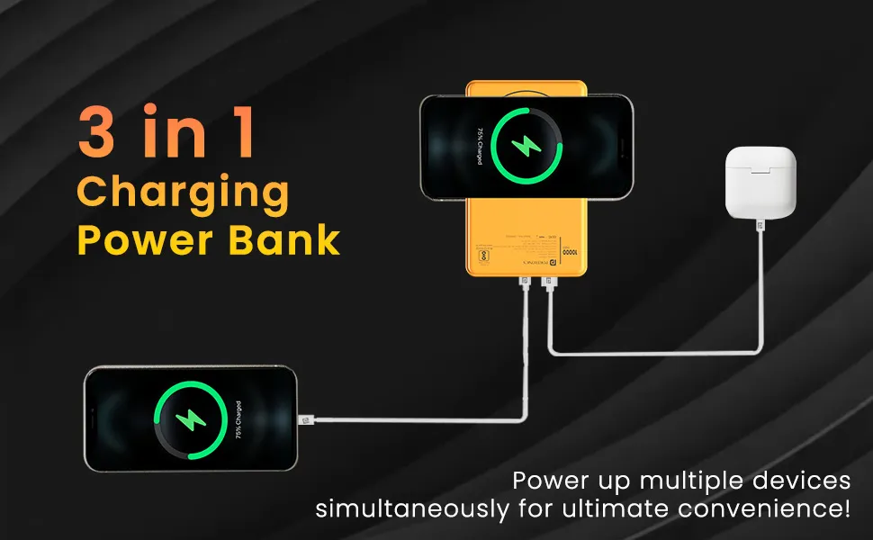 Portronics Luxcell Wireless Mini 10k 10000mAh 15W Magnetic Wireless Fast Charging Nano Power Bank (Black) overview 2