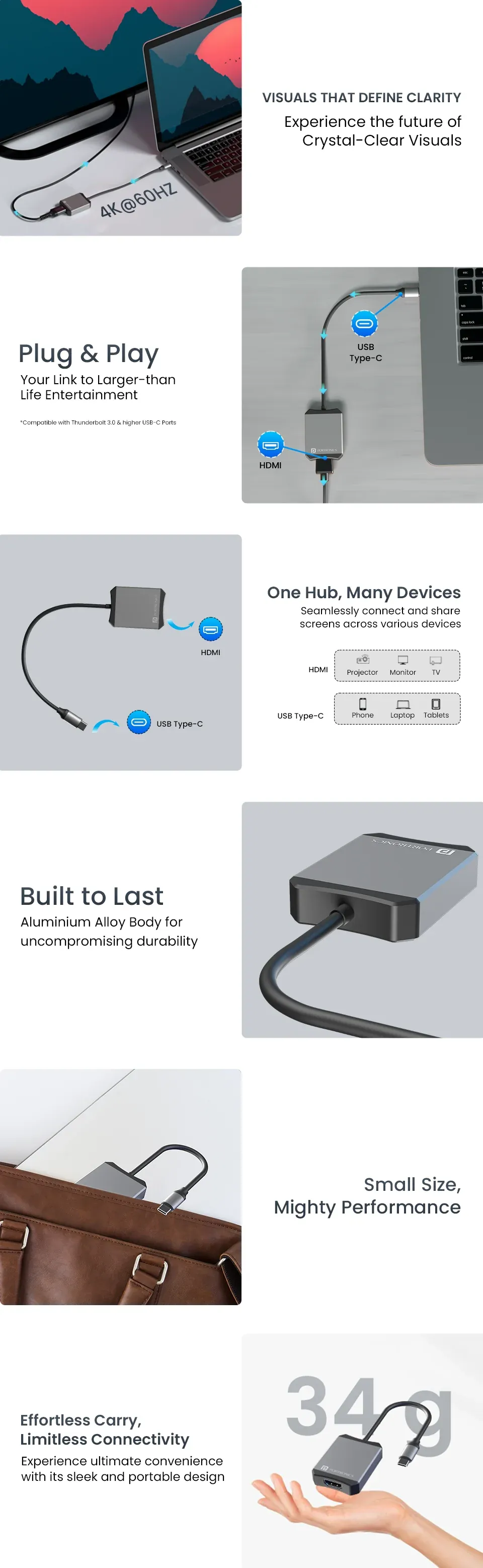 Portronics Mport X Type-C to HDMI Adapter overview 1
