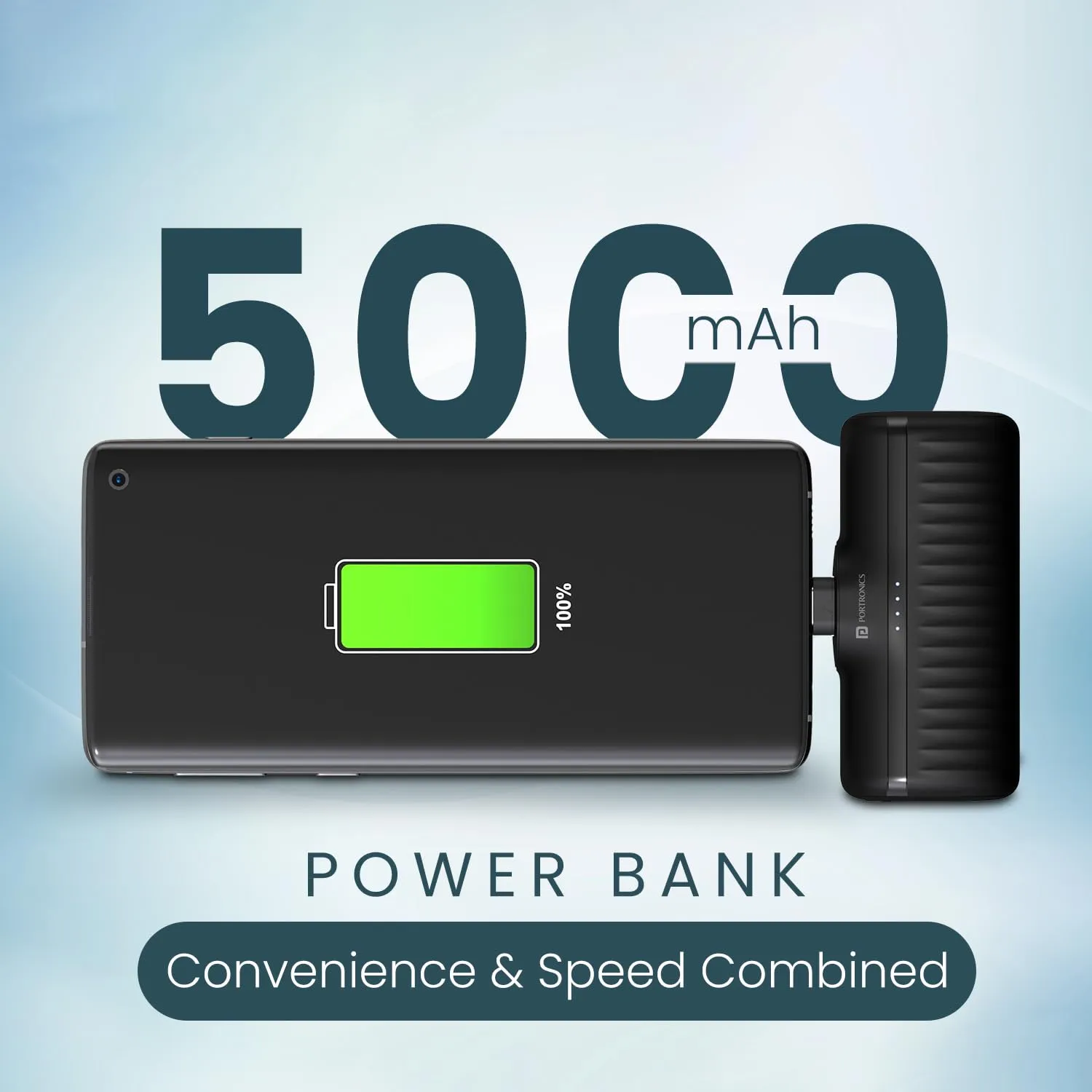Portronics Power Pebble 5000mAh 20W Fast Charging Nano Powerbank (Black) overview 1