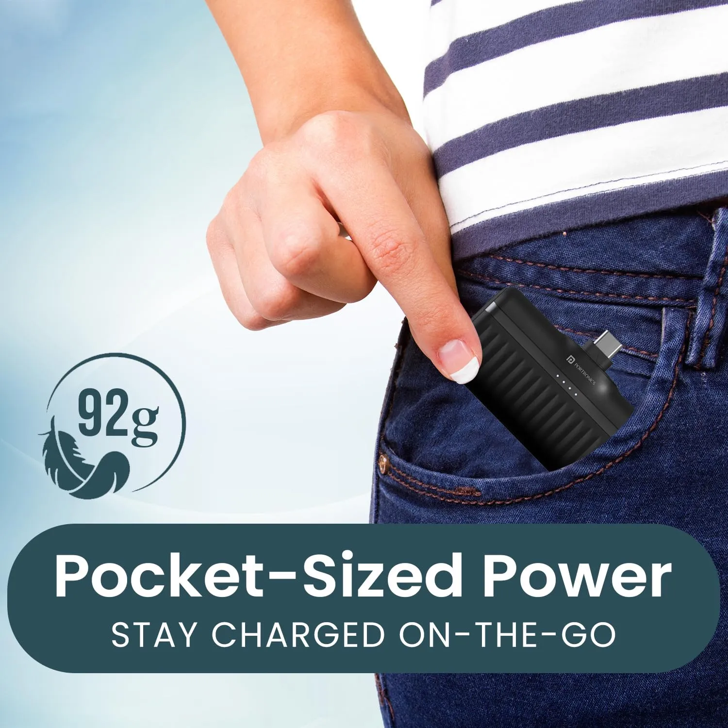 Portronics Power Pebble 5000mAh 20W Fast Charging Nano Powerbank (Black) overview 4