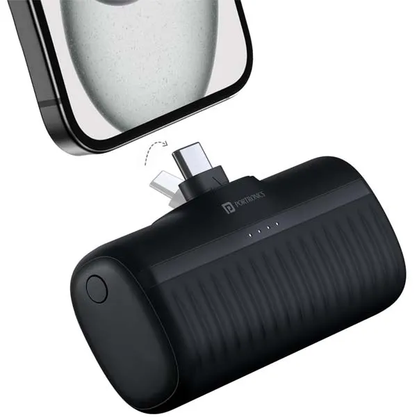 Portronics Power Pebble 5000mAh 20W Fast Charging Nano Powerbank (Black)