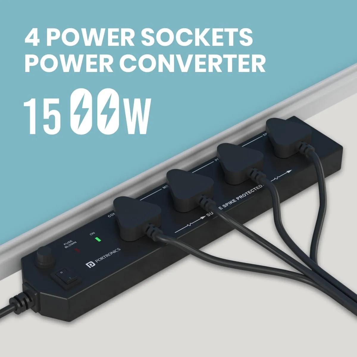 Portronics Power Plate 10 Extension Board with 4 Universal Sockets (Black) overview 1
