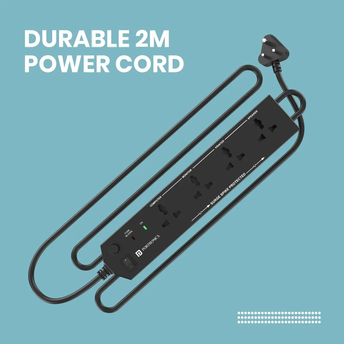 Portronics Power Plate 10 Extension Board with 4 Universal Sockets (Black) overview 5