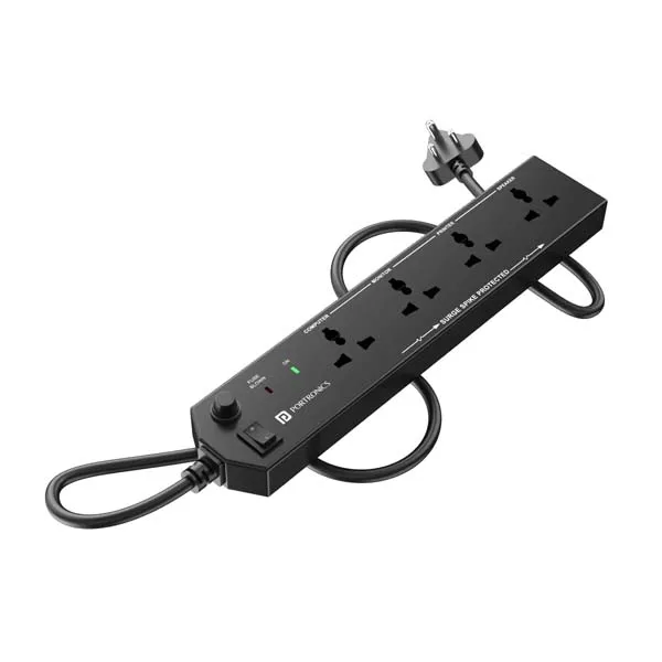 Portronics Power Plate 10 Extension Board with 4 Universal Sockets (Black)