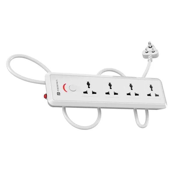 Portronics Power Plate 11 1500W Extension Board with 4 Power Sockets (White)