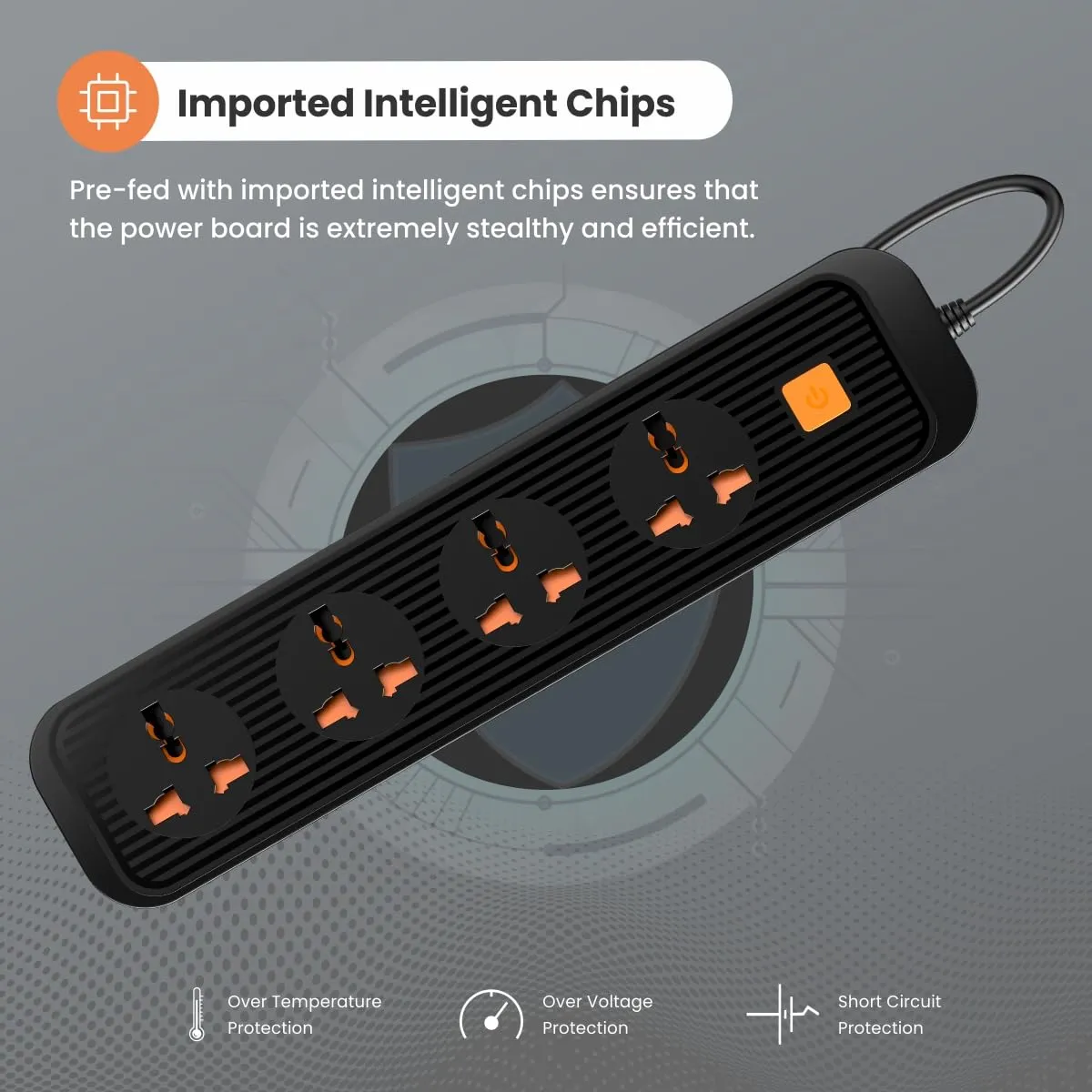 Portronics Power Plate 12 Extension Board with 4 Universal Sockets (Black) overview 3