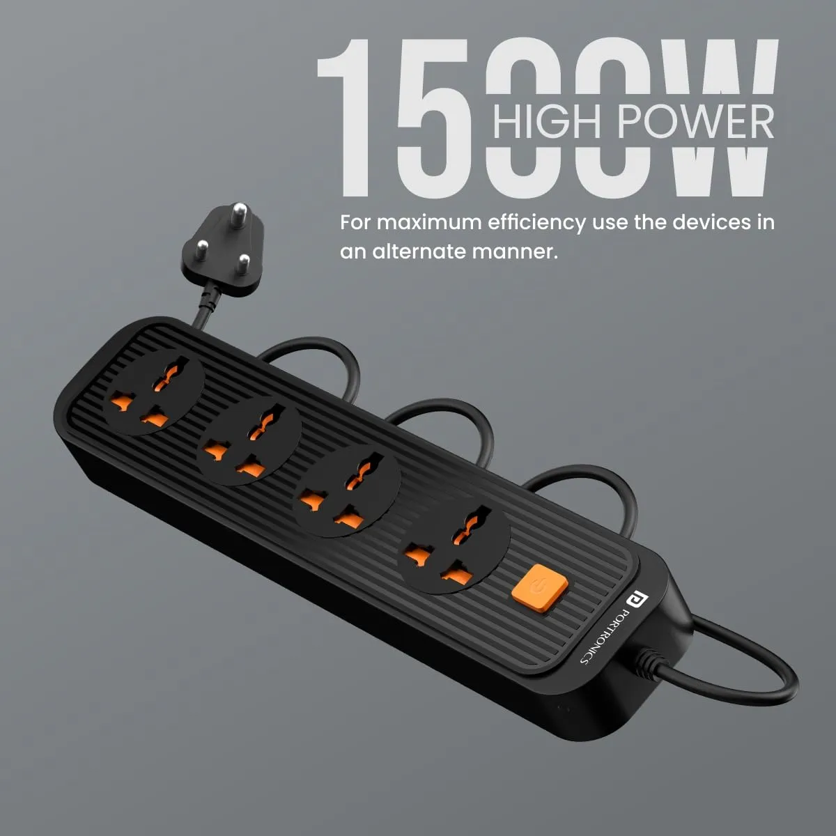 Portronics Power Plate 12 Extension Board with 4 Universal Sockets (Black) overview 4