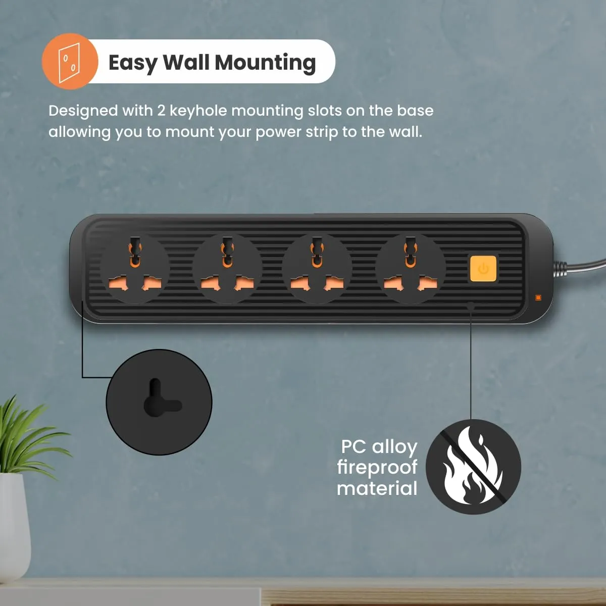 Portronics Power Plate 12 Extension Board with 4 Universal Sockets (Black) overview 5