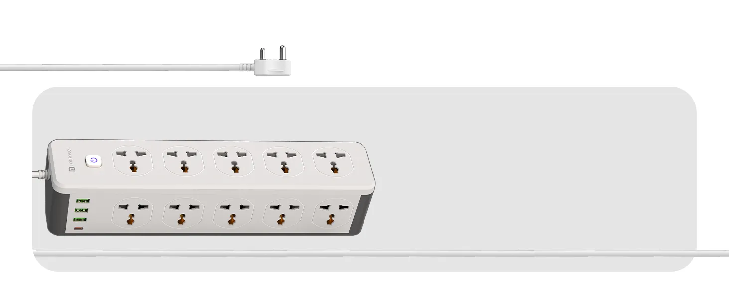 Portronics Power Plate 14 Extension Board with 10 Universal Sockets (White) overview 6