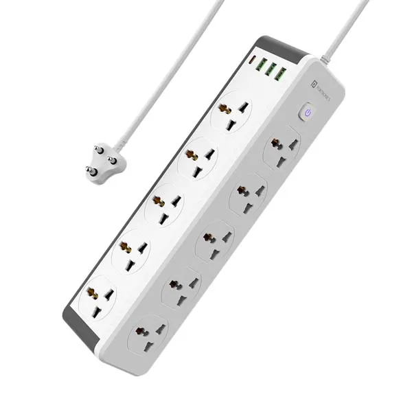 Portronics Power Plate 14 Extension Board with 10 Universal Sockets (White)