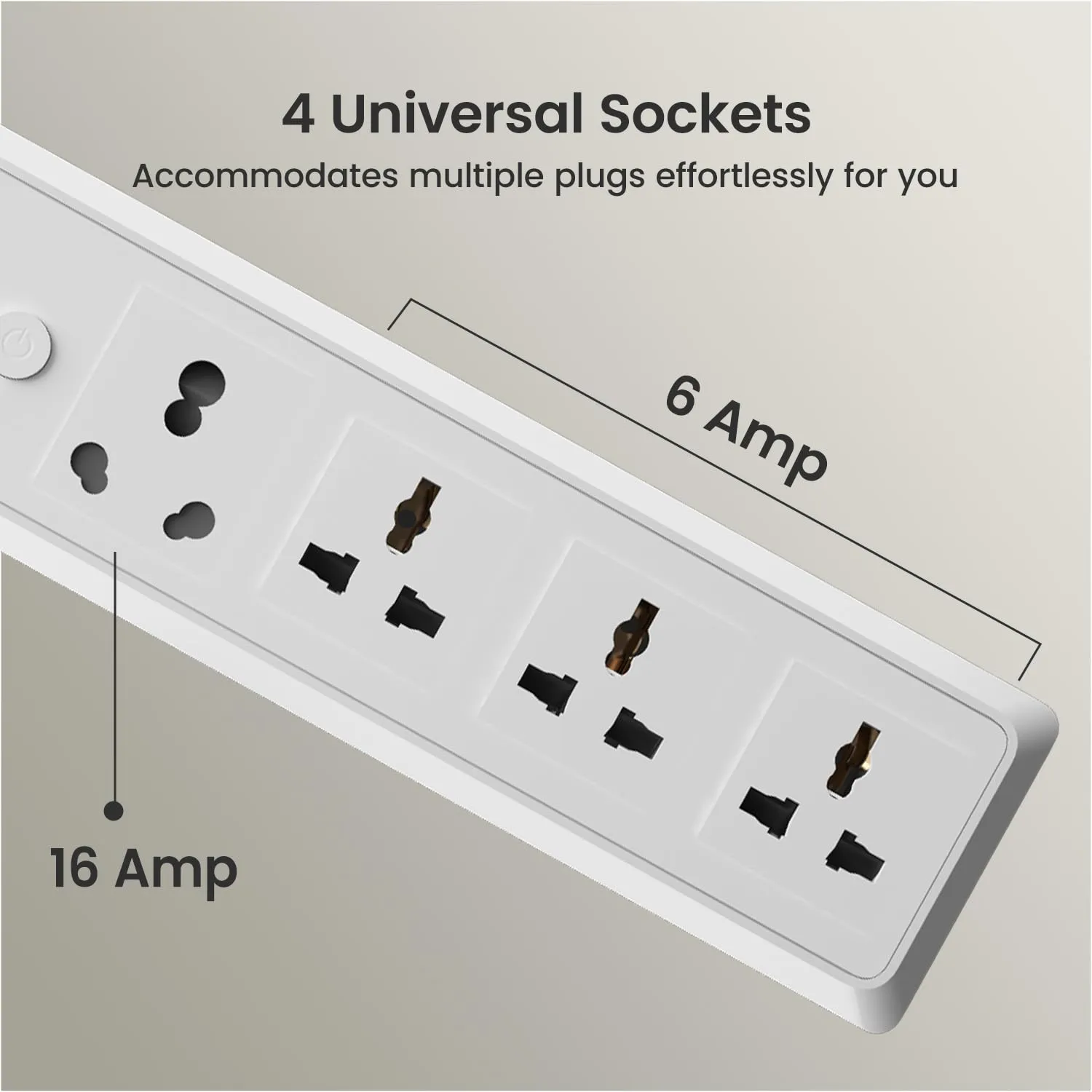 Portronics Power Plate 17 Extension Board with 4 Universal Sockets (White) overview 1