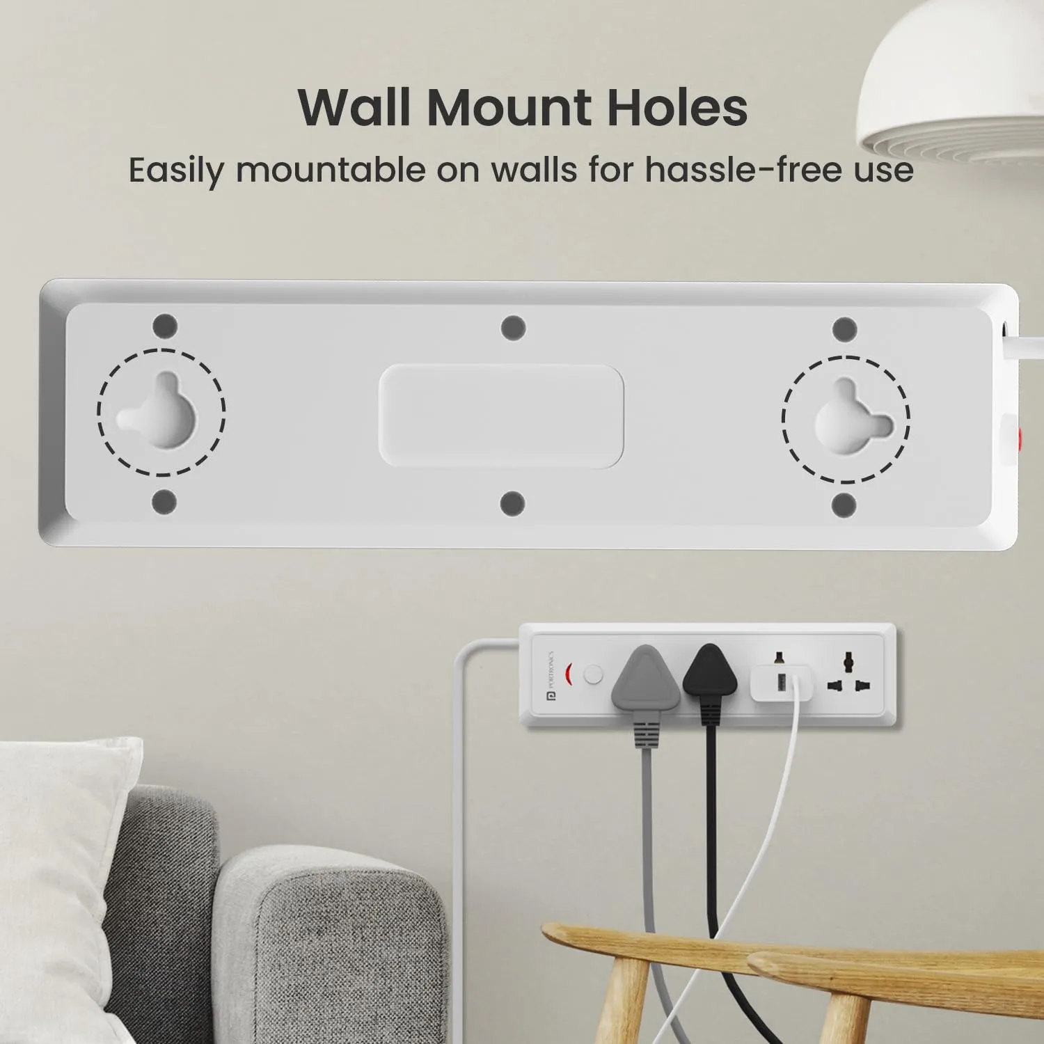 Portronics Power Plate 17 Extension Board with 4 Universal Sockets (White) overview 5