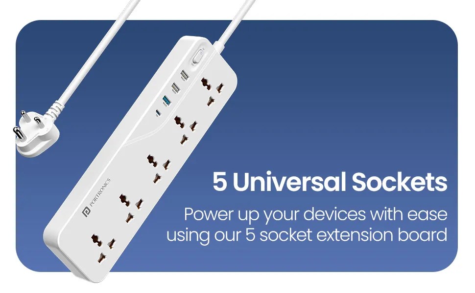 Portronics Power Plate 22 Extension Board (White) overview 2
