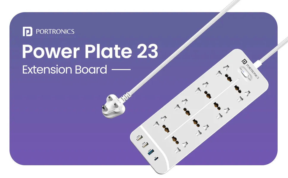 Portronics Power Plate 23 Extension Board (White) overview 1