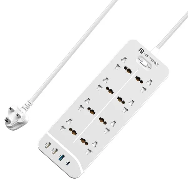 Portronics Power Plate 23 Extension Board (White)
