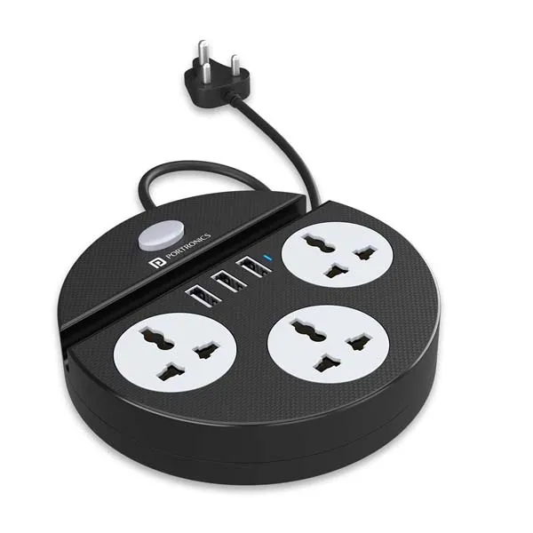 Portronics Power Plate 5 1500W 3 Socket Extension Boards (Black)