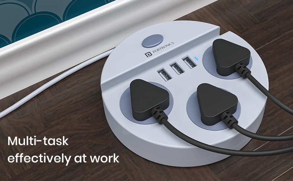 Portronics Power Plate 5 1500W 3 Socket Extension Boards (White) overview 6