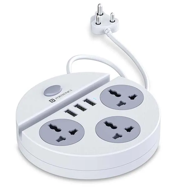 Portronics Power Plate 5 1500W 3 Socket Extension Boards (White)
