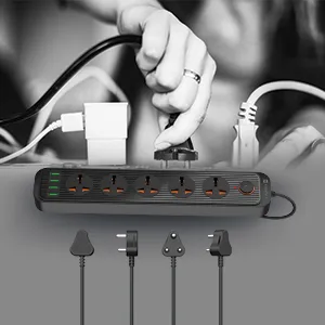 Portronics Power Plate 6 with 4 USB Port + 5 Power Sockets Extension Board (Black) overview 2