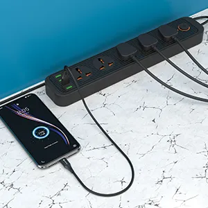 Portronics Power Plate 6 with 4 USB Port + 5 Power Sockets Extension Board (Black) overview 7
