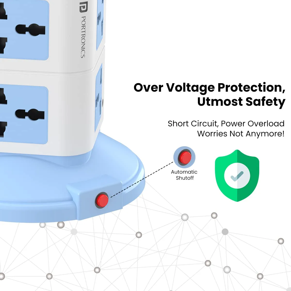 Portronics Power Plate 9 with 3 USB Ports + 8 Power Sockets Extension Board (Blue) overview 6