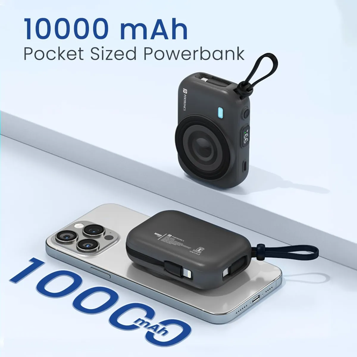 Portronics Power Shutter 10000mAh 15W Magnetic Wireless Fast Charging Powerbank (Black) overview 1