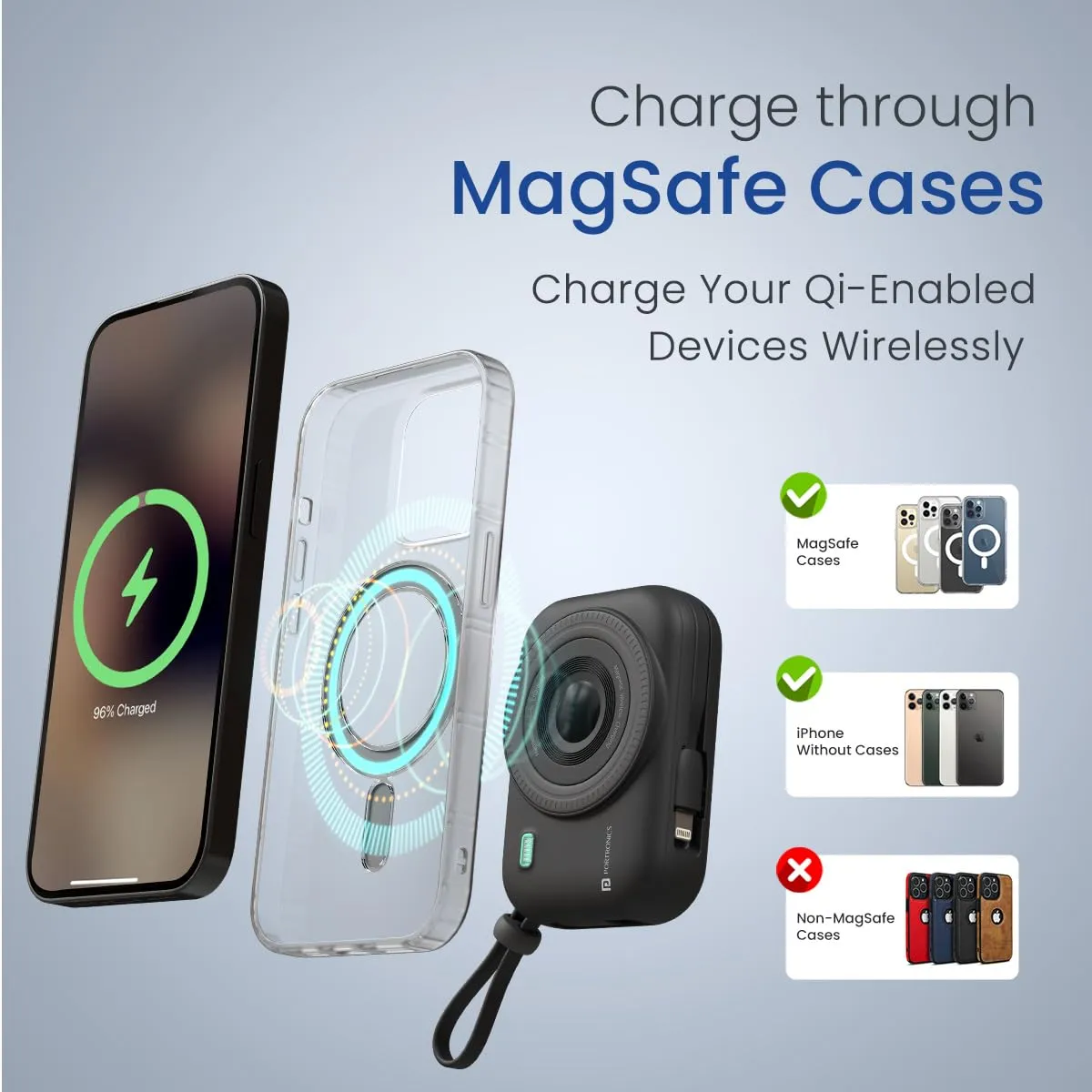 Portronics Power Shutter 10000mAh 15W Magnetic Wireless Fast Charging Powerbank (Black) overview 2