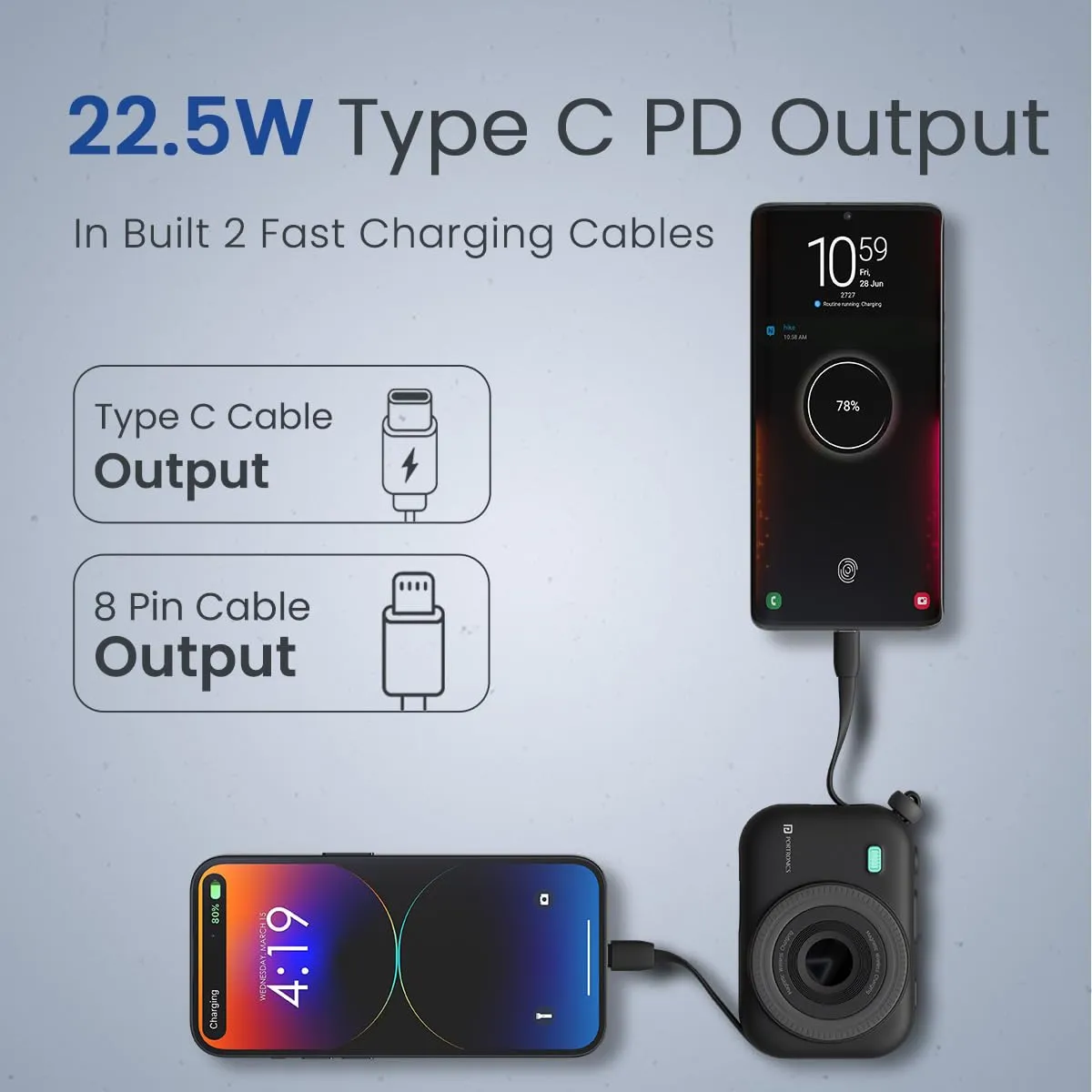 Portronics Power Shutter 10000mAh 15W Magnetic Wireless Fast Charging Powerbank (Black) overview 3