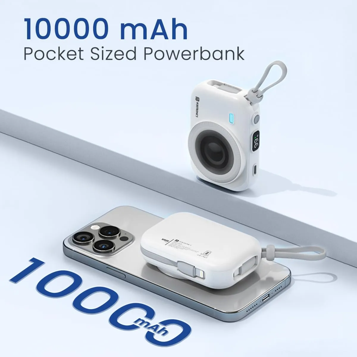 Portronics Power Shutter 10000mAh 15W Magnetic Wireless Fast Charging Powerbank (White) overview 1