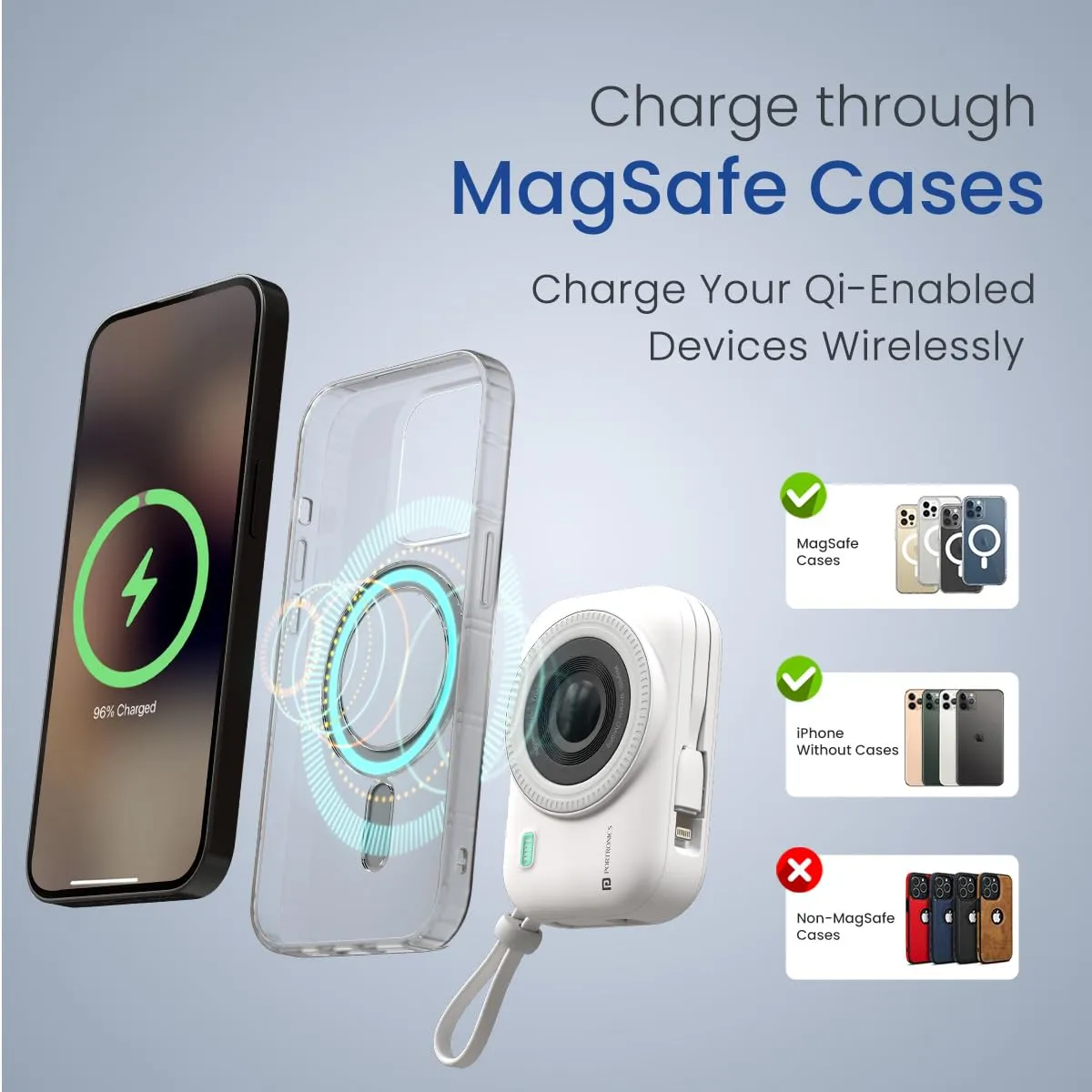 Portronics Power Shutter 10000mAh 15W Magnetic Wireless Fast Charging Powerbank (White) overview 2
