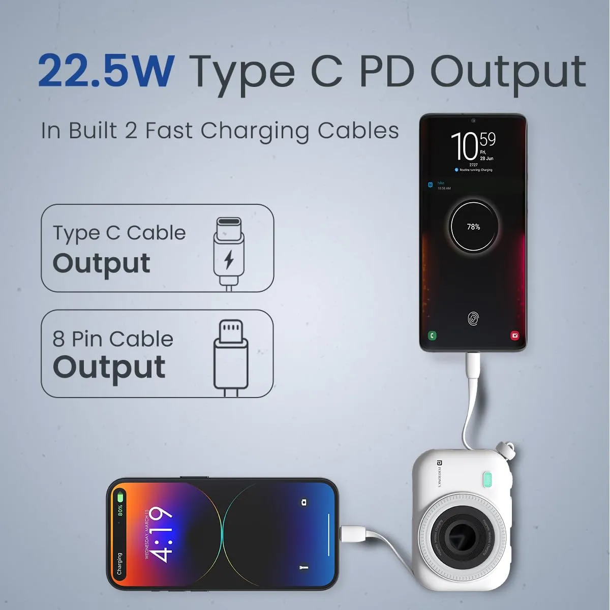 Portronics Power Shutter 10000mAh 15W Magnetic Wireless Fast Charging Powerbank (White) overview 3