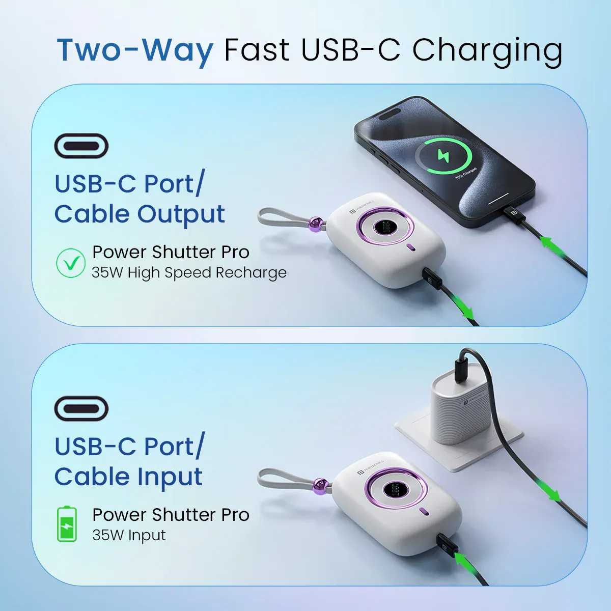 Portronics Power Shutter Pro 35W 10000mAh SuperFast Charging Wired Powerbank (White) overview 3