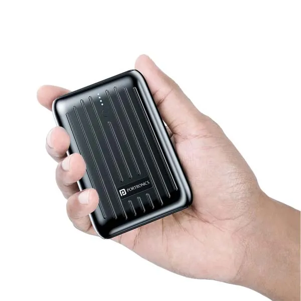 Portronics Zapcell 10k 10000mAh 22.5W Pocket Size Nano Powerbank (Black)