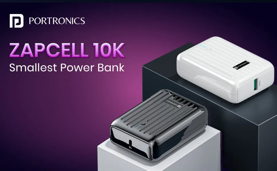 Portronics Zapcell 10k 10000mAh 22.5W Pocket Size Nano Powerbank (White) overview 1
