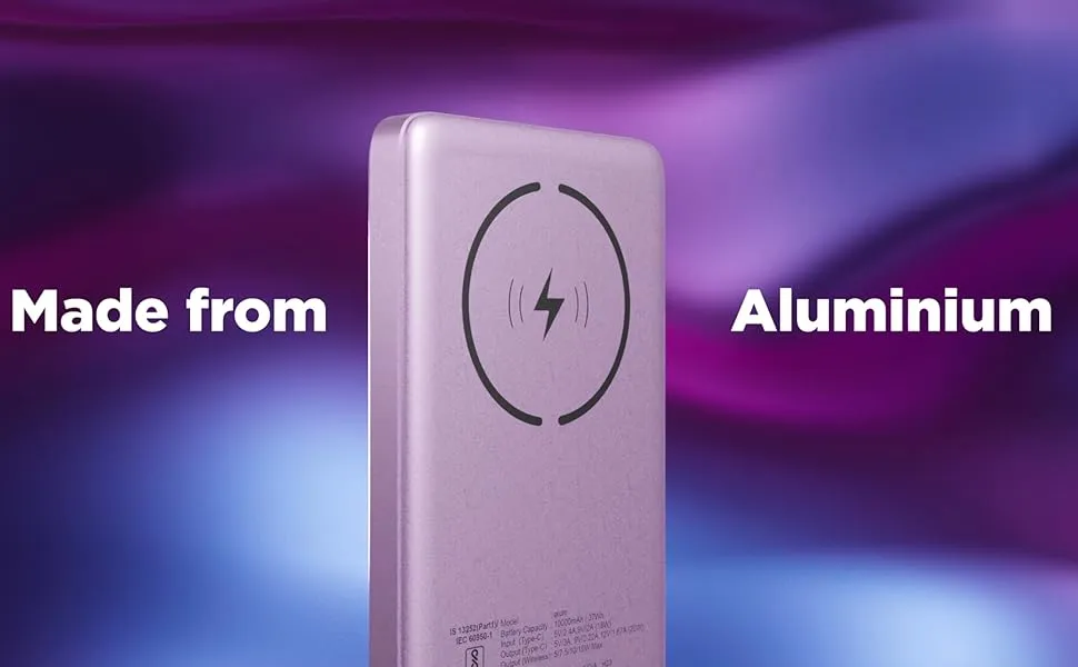 Stuffcool Alum 10000mAh Made in India Aluminium Metallic Magnetic Wireless Powerbank for iPhone 12/13/14/15 Series (Silver) overview 2