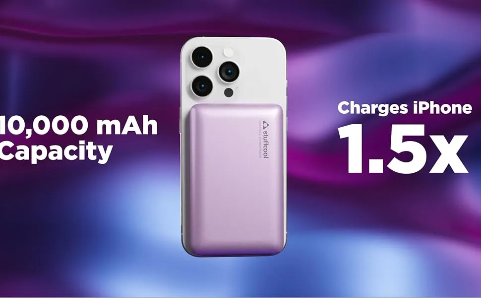 Stuffcool Alum 10000mAh Made in India Aluminium Metallic Magnetic Wireless Powerbank for iPhone 12/13/14/15 Series (Silver) overview 4